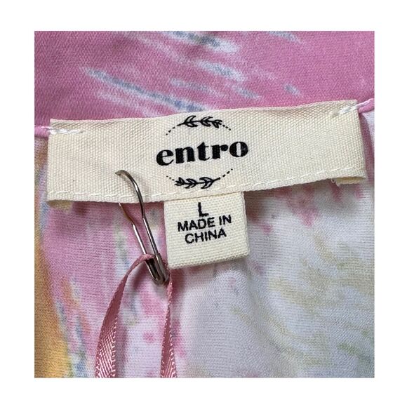 Entro Blouse Womens Multi Pastel Tiered A-Line Peplum Summer Lagenlook Y2K Large - Picture 7 of 8